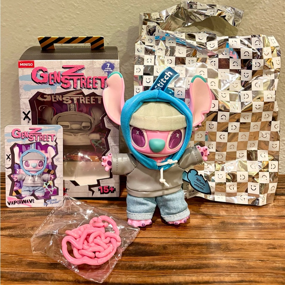Miniso Stitch GenZ Street Series Vinyl Plush Blind Box, Confirmed VaporWave